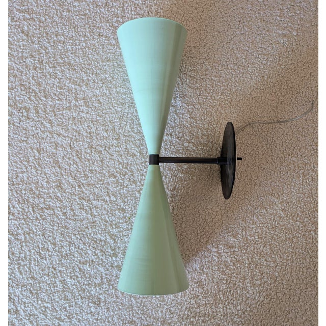 Blueprint Lighting Tuxedo Wall Sconce in Oil-Rubbed Bronze & Mint Green Enamel, Blueprint Lighting For Sale - Image 4 of 6