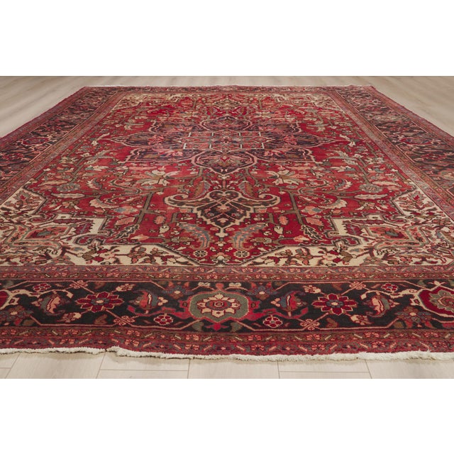 Antique Persian Heriz Rug, 10'02 X 12'09 For Sale - Image 9 of 10
