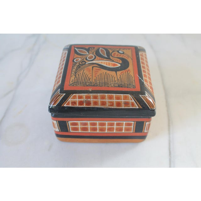 Mexican Vintage Traditional Folk Art Mexican Tonalá Pottery Trinket Box For Sale - Image 3 of 12