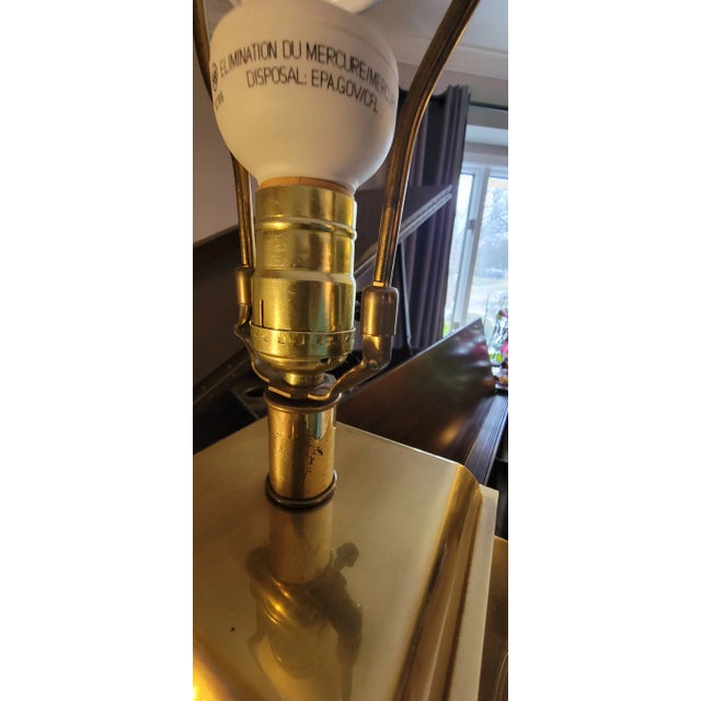 Brass 1960's Hollywood Regency Chinoiserie Stamped Brass Table Lamp For Sale - Image 8 of 12