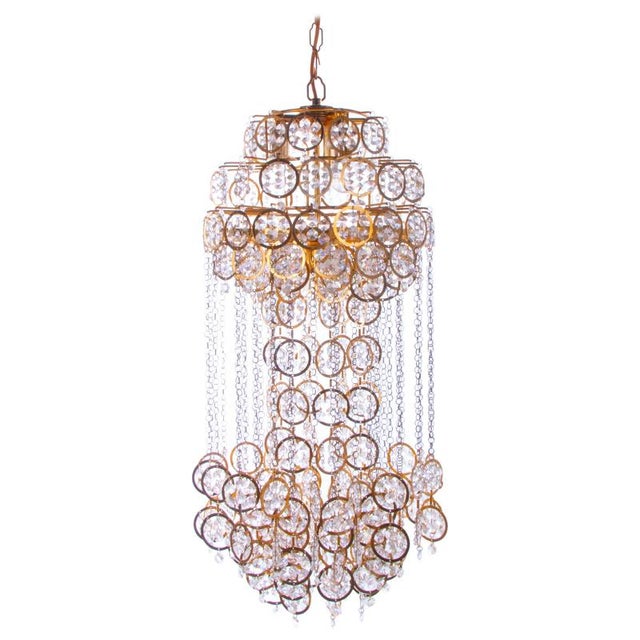 Cascading 28 Chandelier Swarovski Crystal and Gilt Brass by Kurt Faustig, Munich, 1970s For Sale - Image 14 of 14