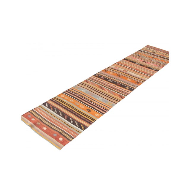 Decorative Vintage Turkish Kilim Runner - 2`7" X 13`0" For Sale - Image 4 of 6