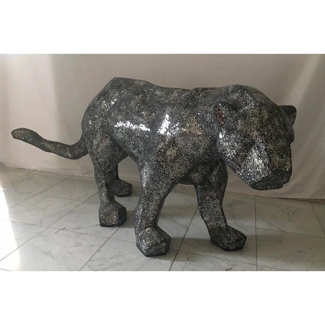 Life Size Micro Mosaic Mirrored Panther For Sale - Image 11 of 13