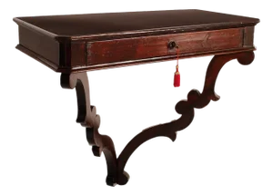 Large 17th Century Tuscan Renaissance Hanging Console in Walnut with Drawer, 1600s