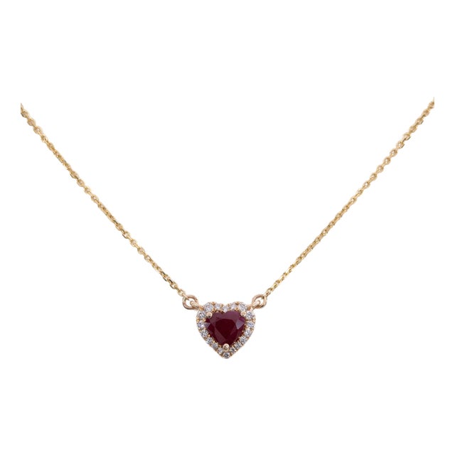 Mozambique Ruby Necklace With Earth-Mined Diamond Accents: Solid 14k Gold, 5mm For Sale