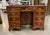 19th-Century Georgian crossbanded walnut kneehole console. Rich color burl top with herringbone inlay and crossbanding...
