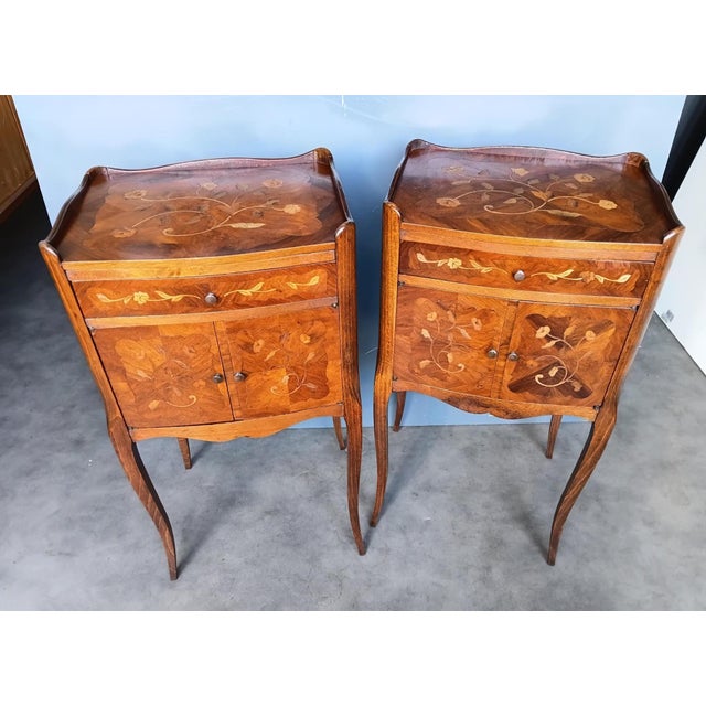 Late 19th Century Late 19th Century Pair of French Louis XV Style Rosewood Side Tables Nightstands For Sale - Image 5 of 8