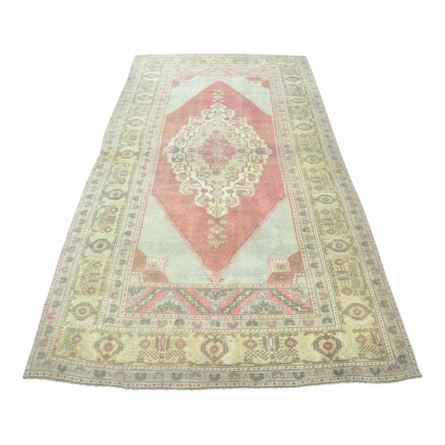 1960s Oushak Anatolian Handmade Wool Area Carpet For Sale