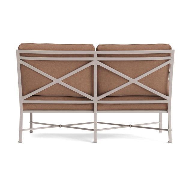 Brown Jordan Brown Jordan Venetian Left Arm Loveseat, Dove frame with Fusion Clay fabric For Sale - Image 4 of 11