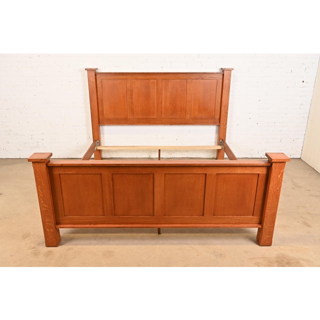 Mission Stickley Style Mission Oak Arts & Crafts King Size Bed For Sale - Image 3 of 9