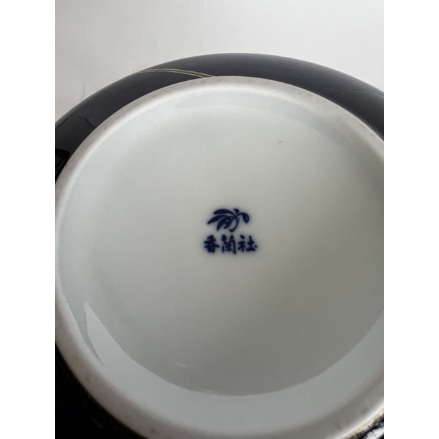 Koransha Porcelain Vase Featuring White Orchids on a Cobalt Blue Ground For Sale - Image 9 of 10