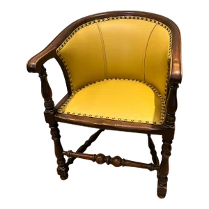 Edwardian Oak Bergere Library Chair Early 20th Century