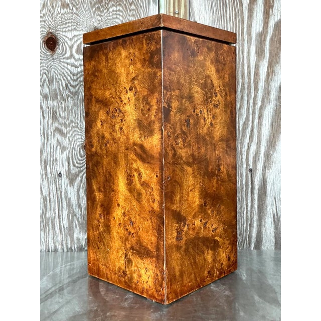 Mid-Century Modern Vintage Boho Burl Wood Pedestal For Sale - Image 3 of 6