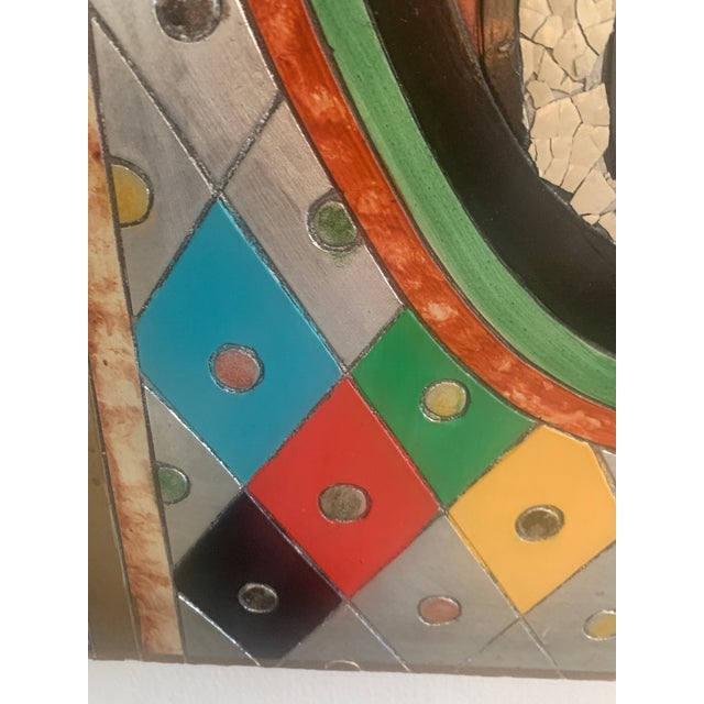 Large Mid Century Modern Studio Abstract Acrylic Mixed-Media Painting Picasso Inspired Original Decorative Artwork Handcrafted Girl Before a Mirror For Sale - Image 12 of 14