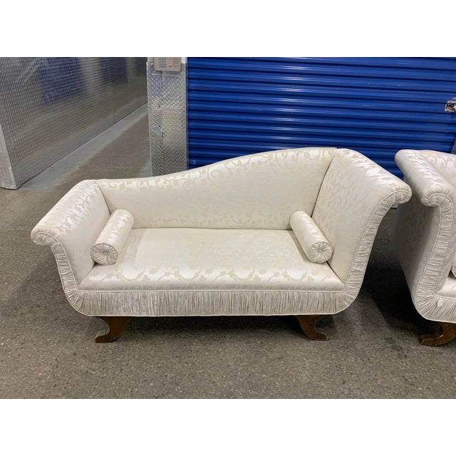 Pair of Vintage Biedermeier Style Chaise Lounges For Sale - Image 4 of 9
