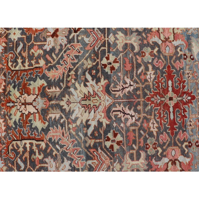 Tribal Antique Persian Bakshaish Rug With Medallions and Flower Motifs in Midnight Blue For Sale - Image 3 of 16