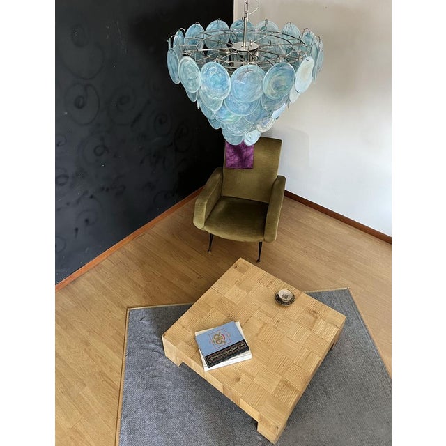 Space Age Murano Chandelier with 57 Blue Albaster Iridescent Glasses, 1990s For Sale - Image 4 of 18