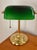 Mid 20th Century Art Deco Emeraldite Shade Brass Banker Lamp With Ball Pull For Sale - Image 9 of 11