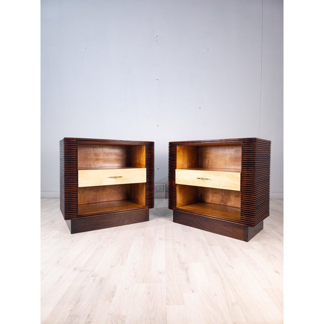 Art Deco Italian Nightstands in Parchment attributed to Osvaldo Borsani, 1940s, Set of 2 For Sale - Image 13 of 18