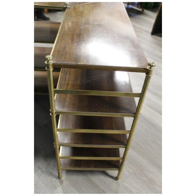 Custom Pair of Brass and Wood Etageres From P. E. Guerin For Sale In New York - Image 6 of 7