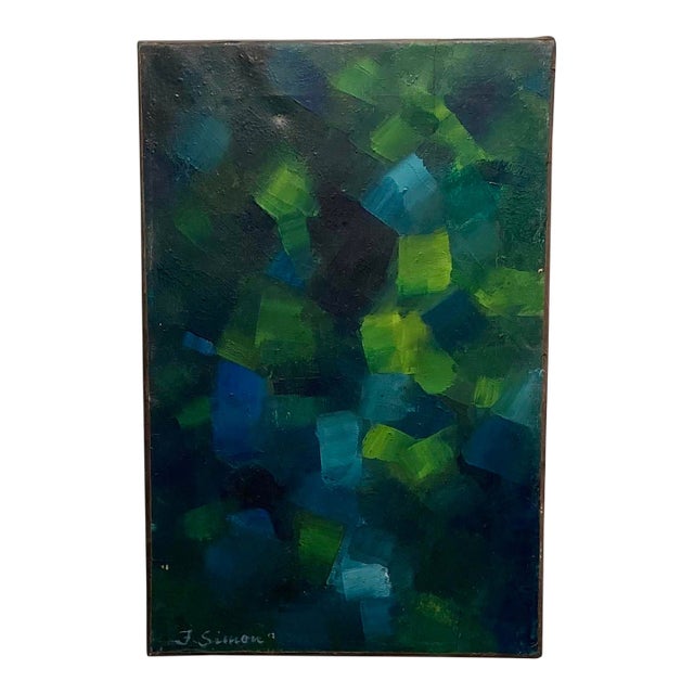 Vintage Abstract Painting Signed For Sale