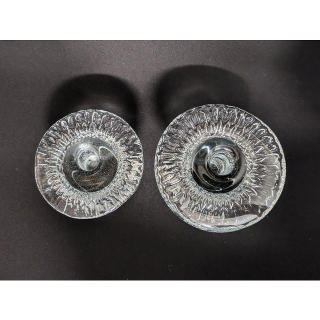 Glass MCM Blenko Mushroom Candle Holders - A Pair For Sale - Image 7 of 10