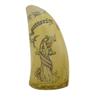 Save the Whale Polymer Faux Scrimshaw Reproduction Peacock Epervier Artek Tooth For Sale