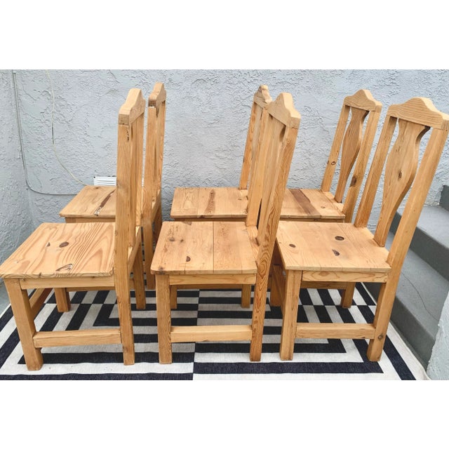 Set of 6 Vintage Gustavian Style Pine Dining Side Chairs For Sale - Image 9 of 11
