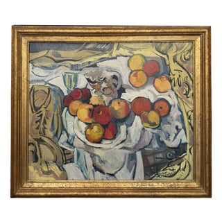 De Michelis, Still Life with Apples, 20th Century, Oil on Canvas, Framed For Sale