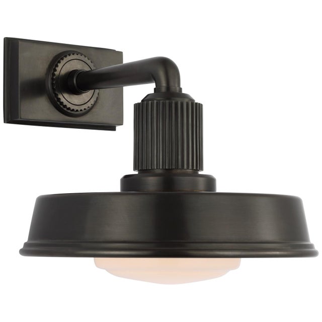 Chapman & Myers for Visual Comfort Signature Ruhlmann Small Sconce in Bronze with White Glass For Sale