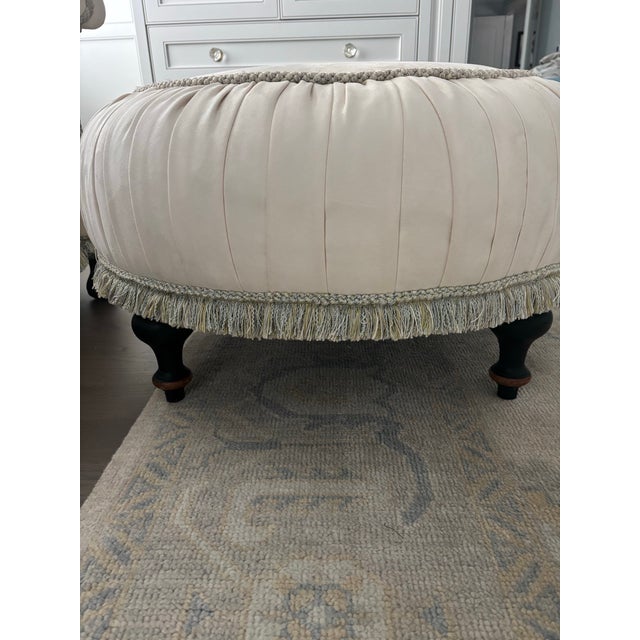 Wood Custom Upholstered Lounge Chair & Ottoman For Sale - Image 7 of 12