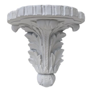 Vintage Ornate Matte White Acanthus Leaf Decorative Wall Bracket For Sale