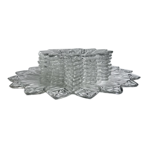 1960's Federal Glass "Petal Clear" Cake Plates & Platter Set- 9 Pieces