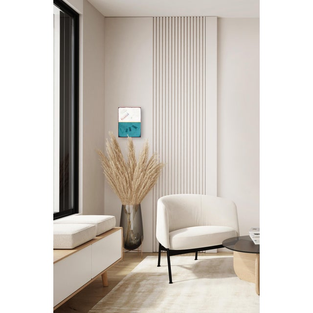 Teal The Window 380 - Modern Shiny Resin Minimalist Teal and White Dual Tone Artwork by Ricky Hunt For Sale - Image 8 of 9