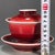 Red 1990s Langyao Red Porcelain Gaiwan Tea Set, Ox‑Blood Red Glaze Teacup With Lid & Saucer For Sale - Image 8 of 9