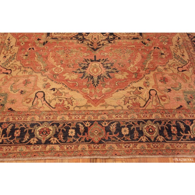 Classic Persian Heriz Medallion Design Modern Room Size Rug For Sale - Image 4 of 6