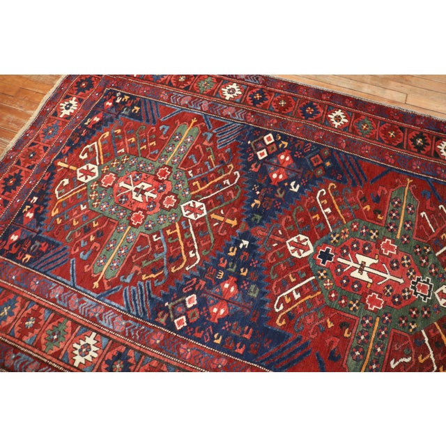 Navy Blue Antique Zabihi Collection Russian Zeychour Gallery Rug - 4'10" x 11'7" For Sale - Image 8 of 9