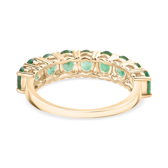 Gold 18k Yellow Gold 2.08 Carat Emerald Band Ring for Cocktail Weddings Ring Size 5.5 For Sale - Image 8 of 12