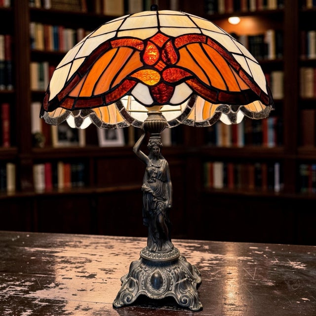 1930s Tiffany Style Lamp from Honsel Leuchten, 1930 For Sale - Image 5 of 6
