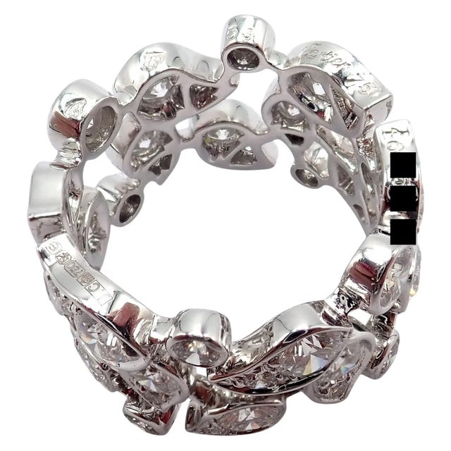 Cartier Diamond Leaf Wide White Gold Band Ring, Size 6.25 For Sale - Image 10 of 10