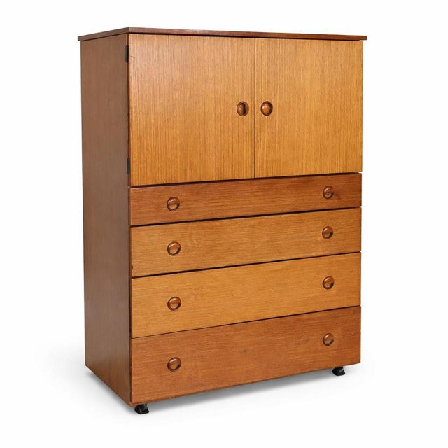 Mid-Century Teak Tallboy Cabinet with Drawers from Schreiber For Sale - Image 9 of 9