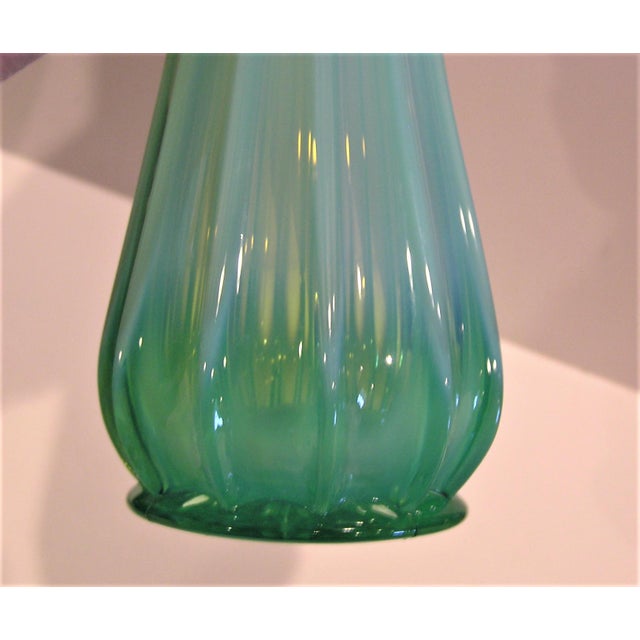 1960's Vintage Fostoria "Heirloom" Green Opalescent Ruffle Top Swung