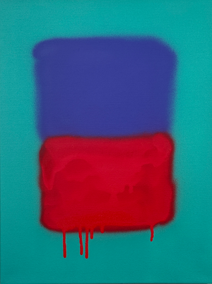 Abstract, Modern Color Field Painting From the Series Bleeding Rothko “Green, Purple, Red”