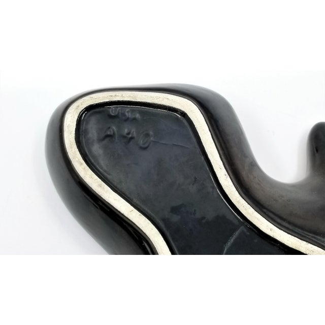 Raspberry Pink Vintage Raspberry Pink Gold and Black California Pottery Ceramic Boomerang Bowl For Sale - Image 8 of 8