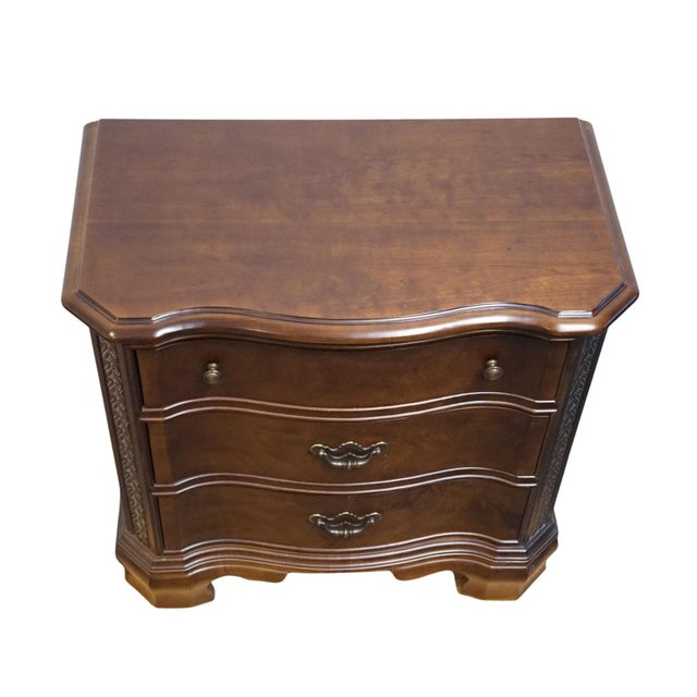 American Drew Solid Cherry Traditional Style 32" Serpentine Front Three Drawer Nightstand 601-420 For Sale - Image 12 of 14