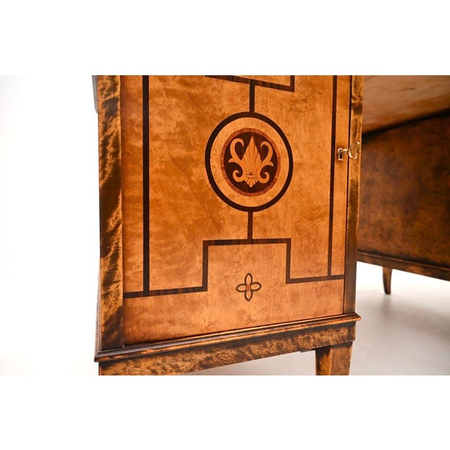 Antique Swedish Biedermeier Style Desk in Satin Birch, 1890 For Sale - Image 10 of 11