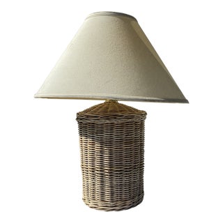Mid 20th Century Rattan Wicker Table Lamp For Sale