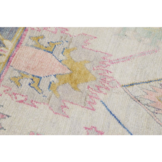 Modern Early 21st Century Blue & Pink Handwoven Wool Turkish Oushak Rug 5'7" X 6'5" For Sale - Image 3 of 9
