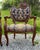 Antique French Rococo Fireside Arm Chairs Hand carved mahogany chairs with blue silk upholstery. Absolutely stunning and...