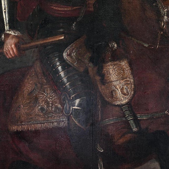 Jacob Van Schuppen, Life-Size Baroque Equestrian Portrait of the King of Sardinia, 1600s, Oil on Canvas For Sale - Image 9 of 9